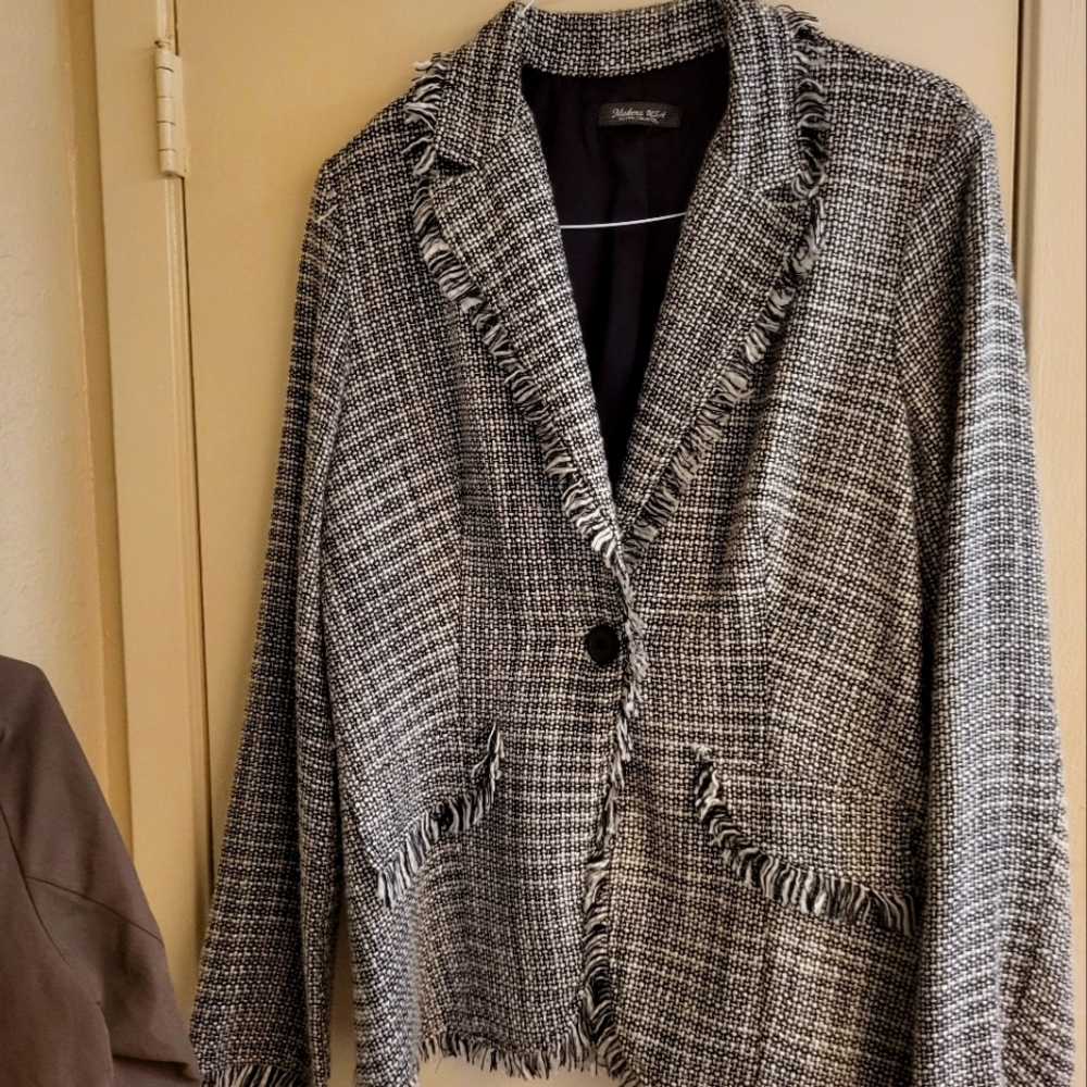 Women's Black and White Tweed Jacket